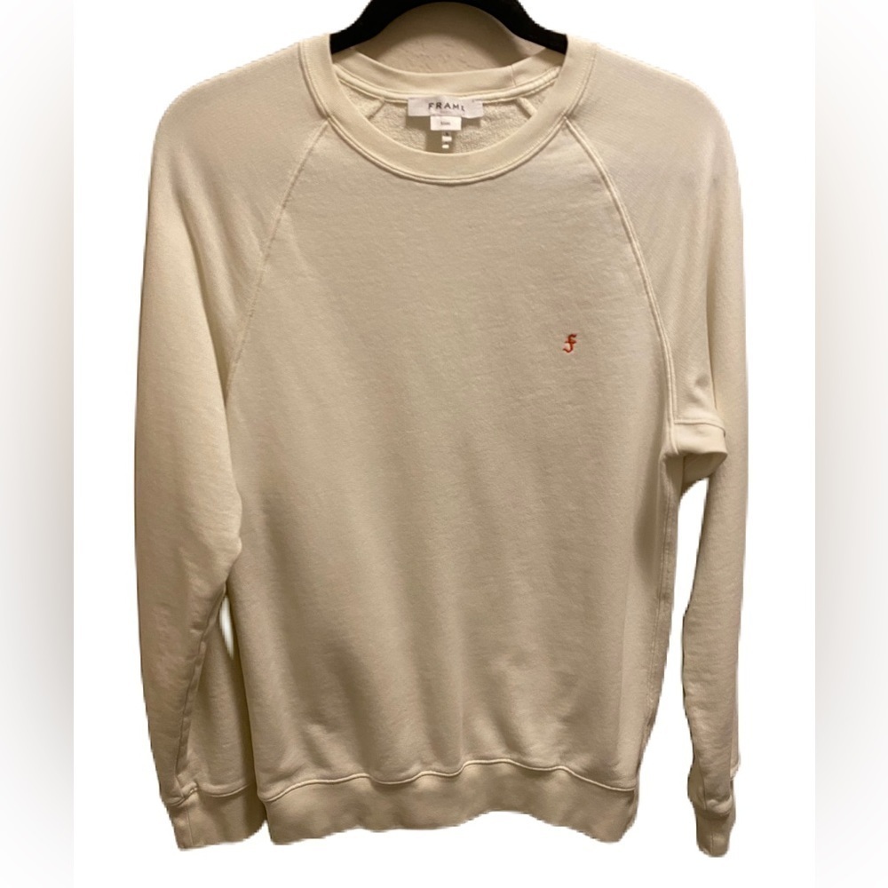 Frame Off White Slim Fit Crewneck Sweatshirt With Embroidered " F" Size Small